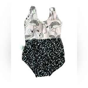 🇨🇦 Handmade Small Shop Flamingo Print Kids Tie Back Swimsuit